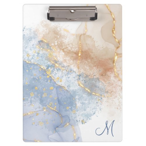 Abstract Blue Taupe and Gold Clipboard