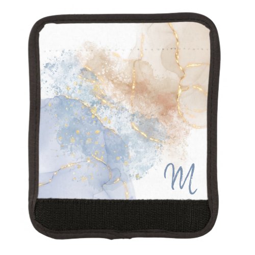 Abstract Blue Taupe and Gold Luggage Handle Wrap