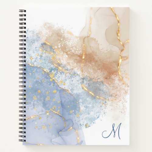 Abstract Blue Taupe and Gold Notebook