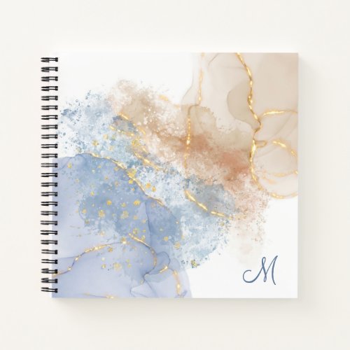 Abstract Blue Taupe and Gold Notebook