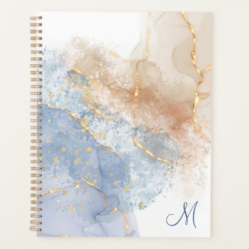 Abstract Blue Taupe and Gold Planner