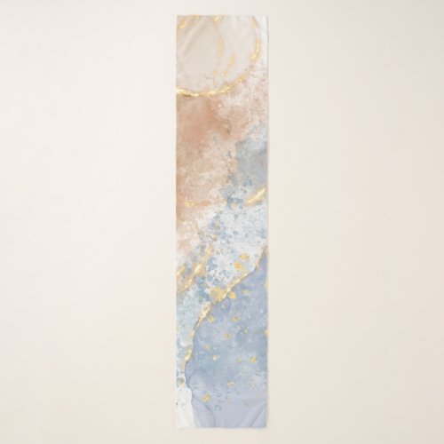 Abstract Blue Taupe and Gold Scarf