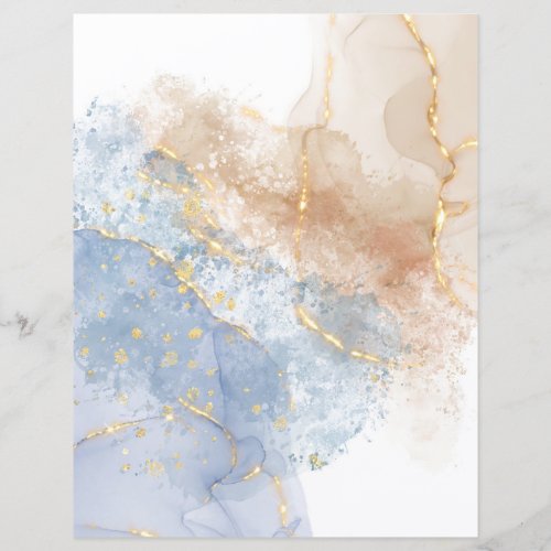 Abstract Blue Taupe and Gold Scrapbook Paper