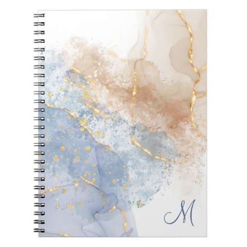 Abstract Blue Taupe and Gold Spiral Photo Notebook