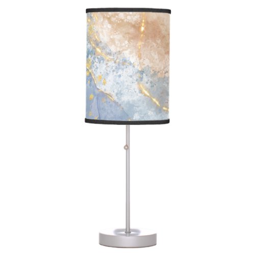 Abstract Blue Taupe and Gold Table Lamp