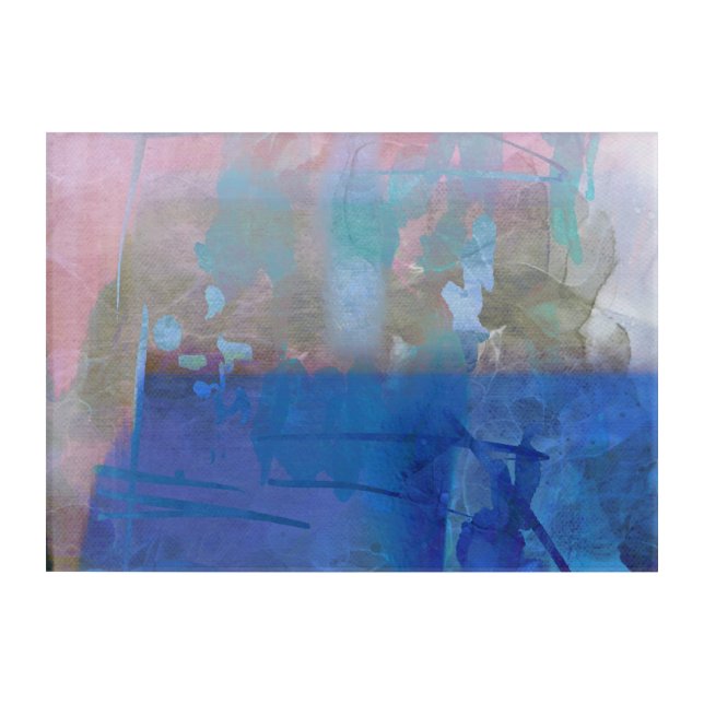 Abstract Blue Teal Pink Modern Acrylic Wall Art (Front)