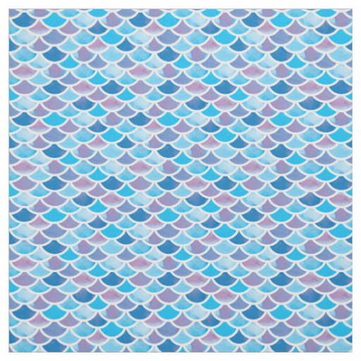 Pink Purple Blue Teal Watercolor Mermaid Scales Fabric