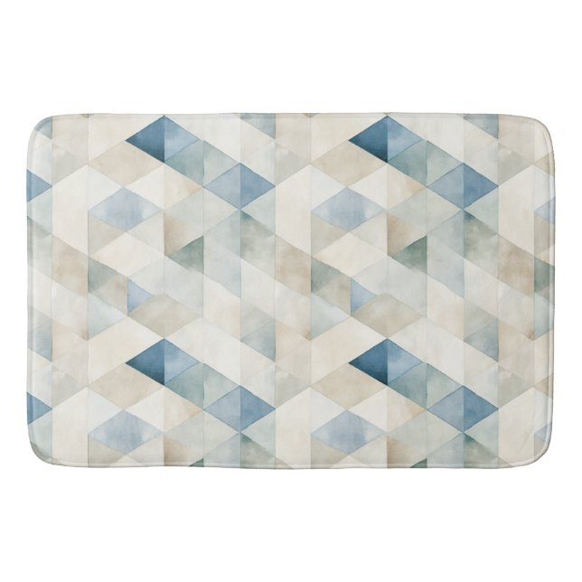 Abstract Blue Tranquil Beach Pattern Bath Mat (Front)