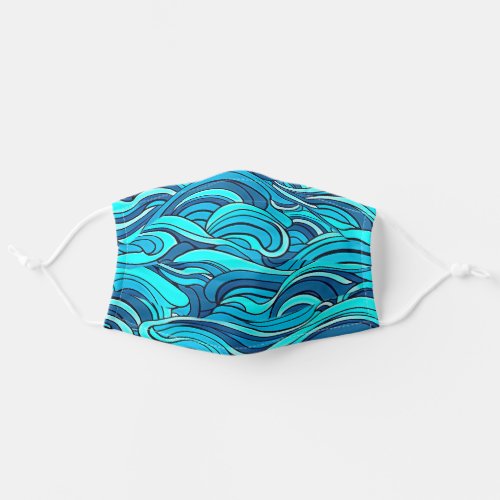 Abstract Blue Turquoise Ocean Water Waves  Adult Cloth Face Mask