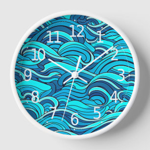 Abstract Blue Turquoise Ocean Water Waves   Clock