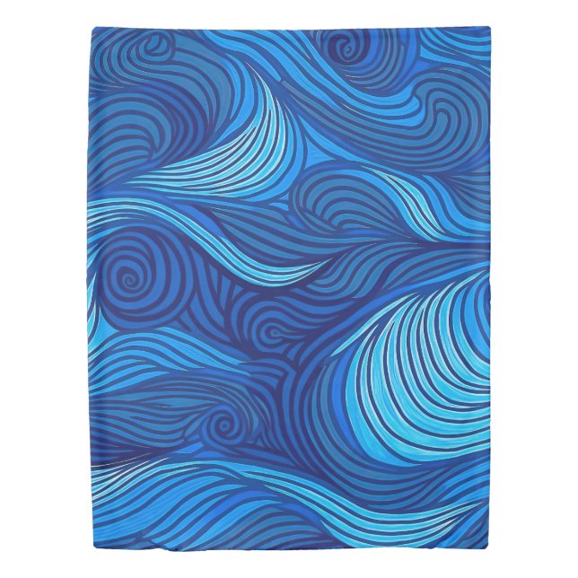 Abstract Blue Turquoise Ocean Water Waves | Duvet Cover (Front)