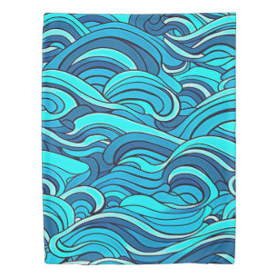 Abstract Blue Turquoise Ocean Water Waves Duvet Cover