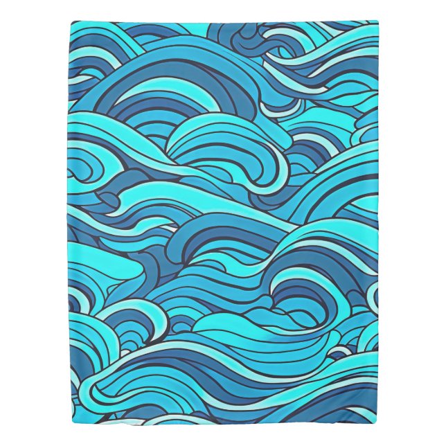 Abstract Blue Turquoise Ocean Water Waves | Duvet Cover (Front)