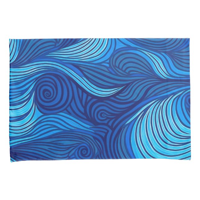 Abstract Blue Turquoise Ocean Water Waves | Pillow Case (Front-Right)