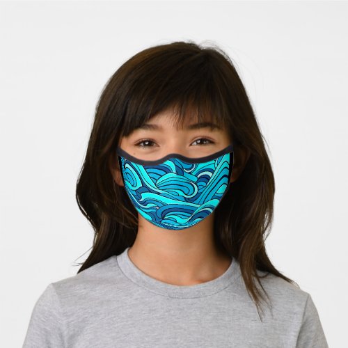 Abstract Blue Turquoise Ocean Water Waves  Premium Face Mask