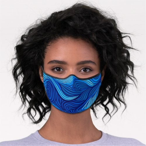 Abstract Blue Turquoise Ocean Water Waves  Premium Face Mask