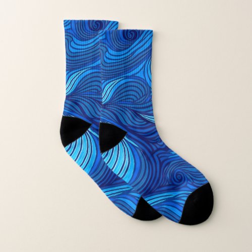 Abstract Blue Turquoise Ocean Water Waves  Socks