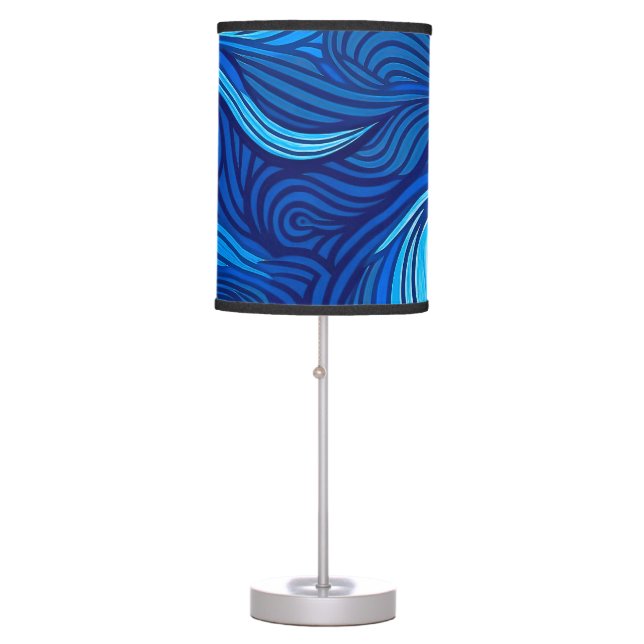 Abstract Blue Turquoise Ocean Water Waves | Table Lamp (Front)