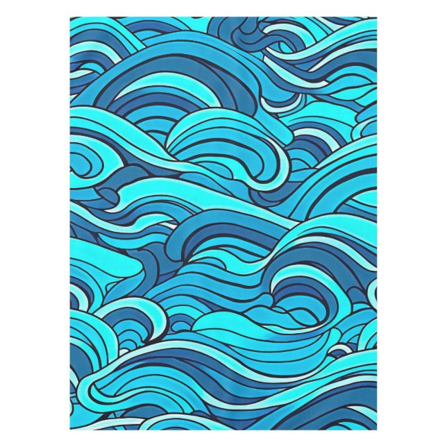Abstract Blue Turquoise Ocean Water Waves | Tablecloth (Front)