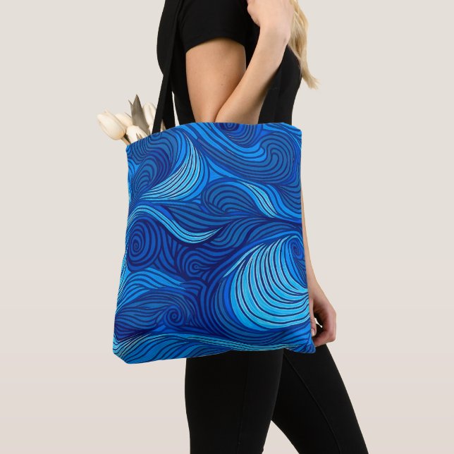 Abstract Blue Turquoise Ocean Water Waves | Tote Bag (Close Up)