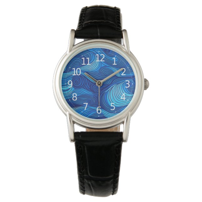 Abstract Blue Turquoise Ocean Water Waves | Watch (Front)