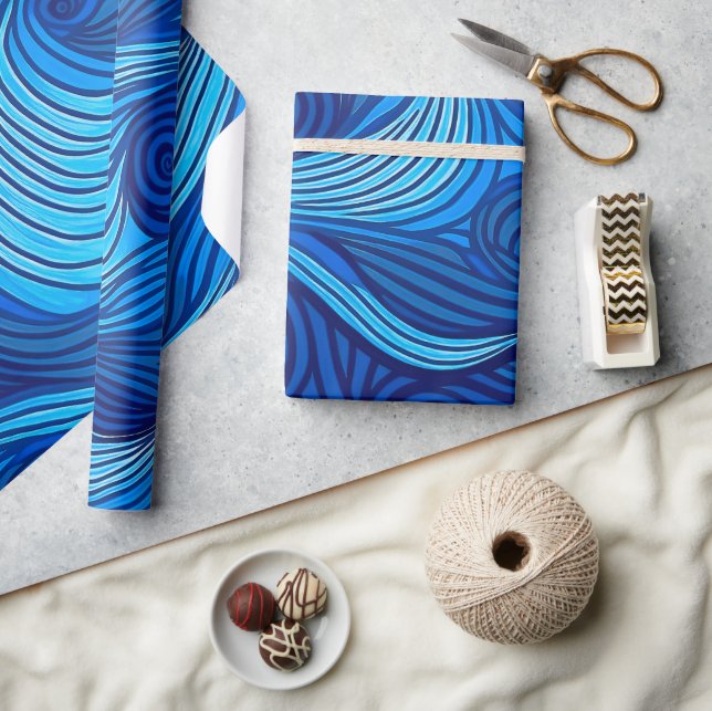 Abstract Blue Turquoise Ocean Water Waves | Wrapping Paper (Crafts)