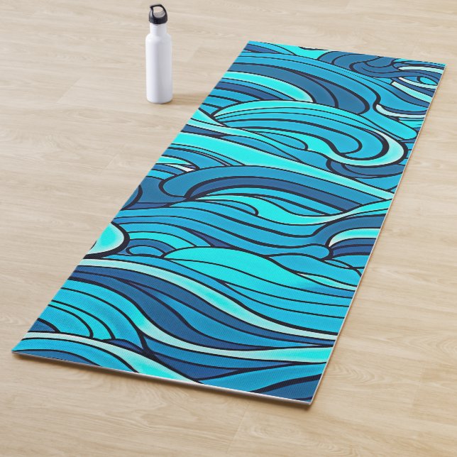 Abstract Blue Turquoise Ocean Water Waves | Yoga Mat (In Situ)