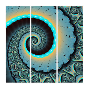 Abstract Blue Turquoise Orange Fractal Art Spiral