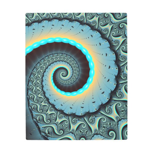 Abstract Blue Turquoise Orange Fractal Art Spiral