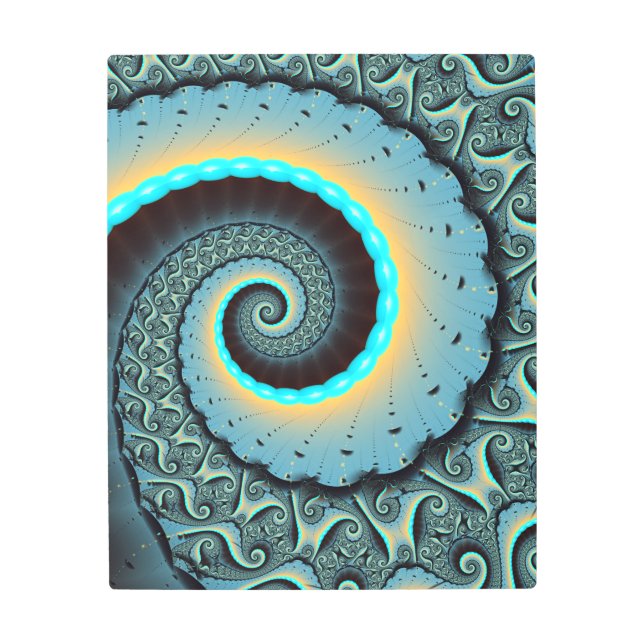 Abstract Blue Turquoise Orange Fractal Art Spiral (Front)