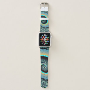 Abstract Blue Turquoise Orange Fractal Art Spiral Apple Watch Band