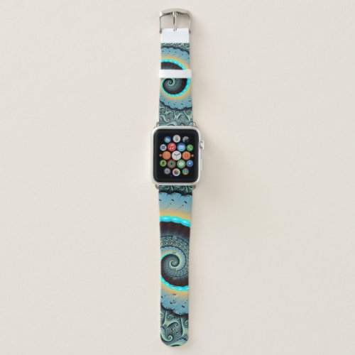 Abstract Blue Turquoise Orange Fractal Art Spiral Apple Watch Band