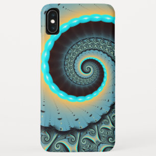 Abstract Blue Turquoise Orange Fractal Art Spiral iPhone XS Max Case