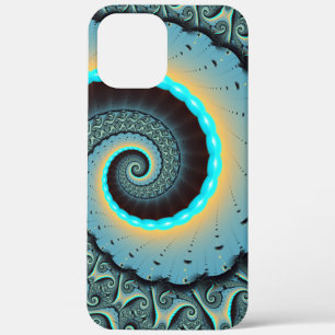 Abstract Blue Turquoise Orange Fractal Art Spiral iPhone 12 Pro Max Case