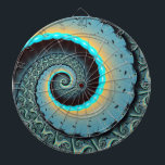 Abstract Blue Turquoise Orange Fractal Art Spiral Dart Board<br><div class="desc">A big and many small spirals,  like mother and children.
Fractal Art with depth.
Design for your dartboard and more.</div>