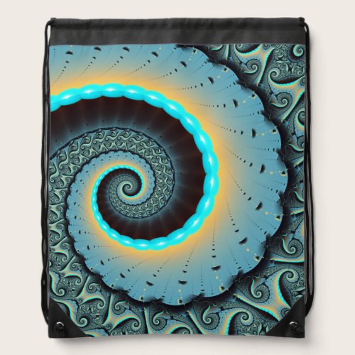 Abstract Blue Turquoise Orange Fractal Art Spiral Drawstring Bag Abstract Blue Turquoise Orange Fractal Art Spiral Drawstring Bag