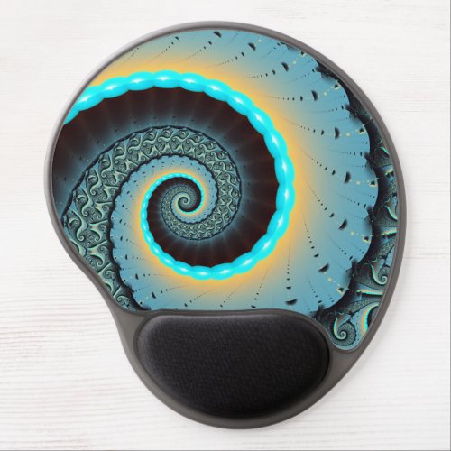 Abstract Blue Turquoise Orange Fractal Art Spiral Gel Mouse Pad