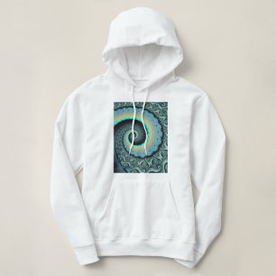 Abstract Blue Turquoise Orange Fractal Art Spiral Hoodie