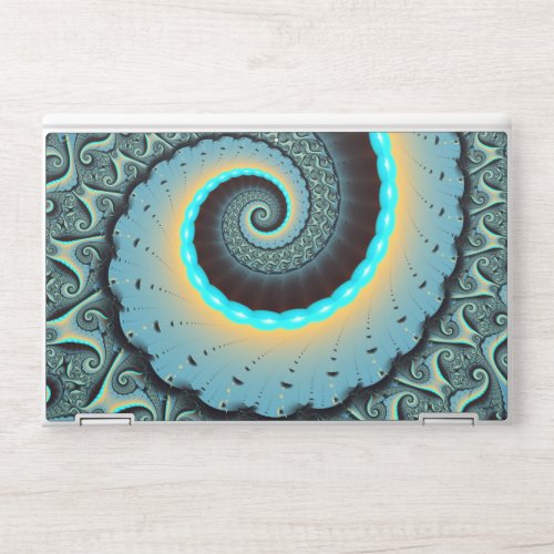 Abstract Blue Turquoise Orange Fractal Art Spiral HP Laptop Skin