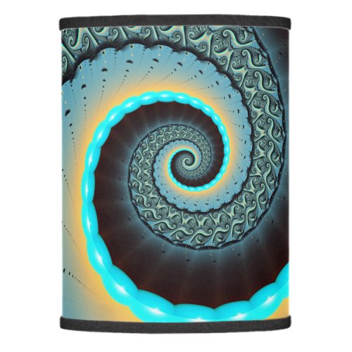 Abstract Blue Turquoise Orange Fractal Art Spiral Lamp Shade