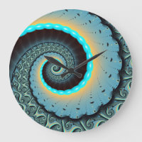 Abstract Blue Turquoise Orange Fractal Art Spiral