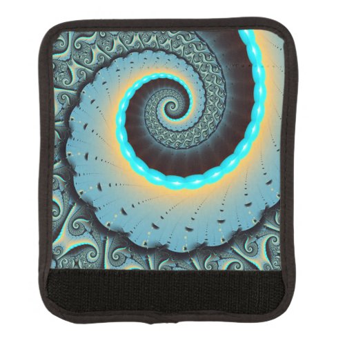 Abstract Blue Turquoise Orange Fractal Art Spiral Luggage Handle Wrap