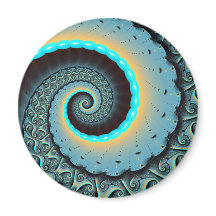 Abstract Blue Turquoise Orange Fractal Art Spiral