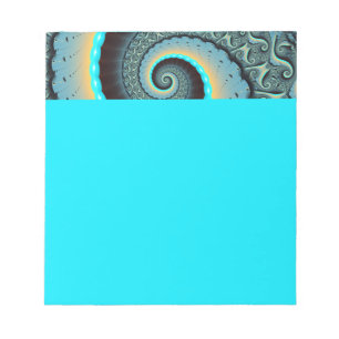 Abstract Blue Turquoise Orange Fractal Art Spiral Notepad
