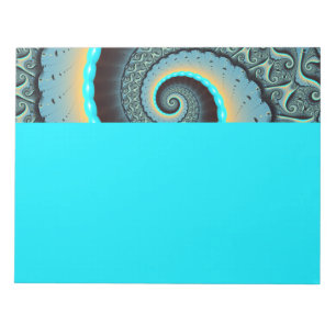 Abstract Blue Turquoise Orange Fractal Art Spiral Notepad