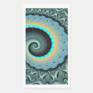 Abstract Blue Turquoise Orange Fractal Art Spiral Paper Guest Towels