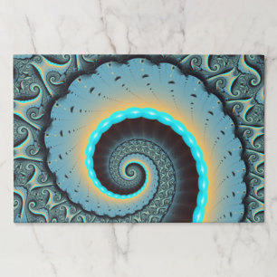 Abstract Blue Turquoise Orange Fractal Art Spiral Paper Pad