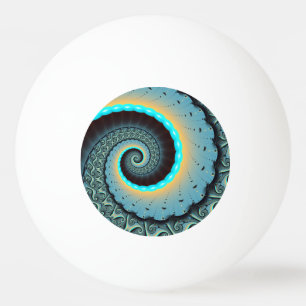 Abstract Blue Turquoise Orange Fractal Art Spiral Ping Pong Ball