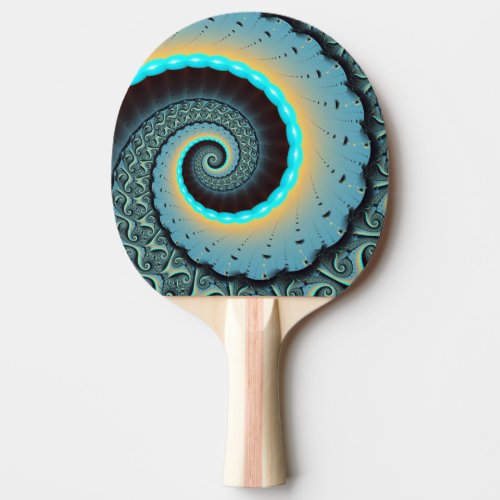 Abstract Blue Turquoise Orange Fractal Art Spiral Ping Pong Paddle