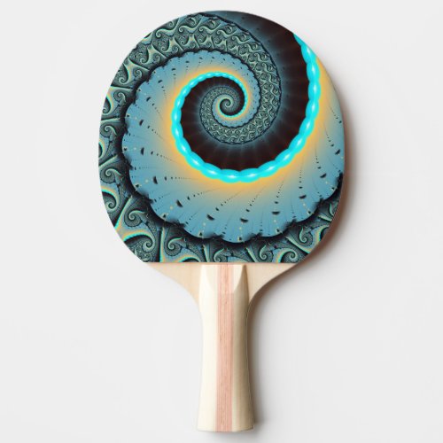 Abstract Blue Turquoise Orange Fractal Art Spiral Ping Pong Paddle